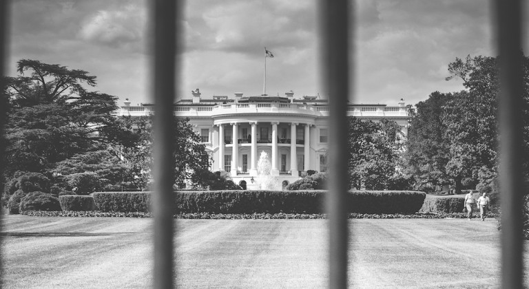 White House - black and white stock image