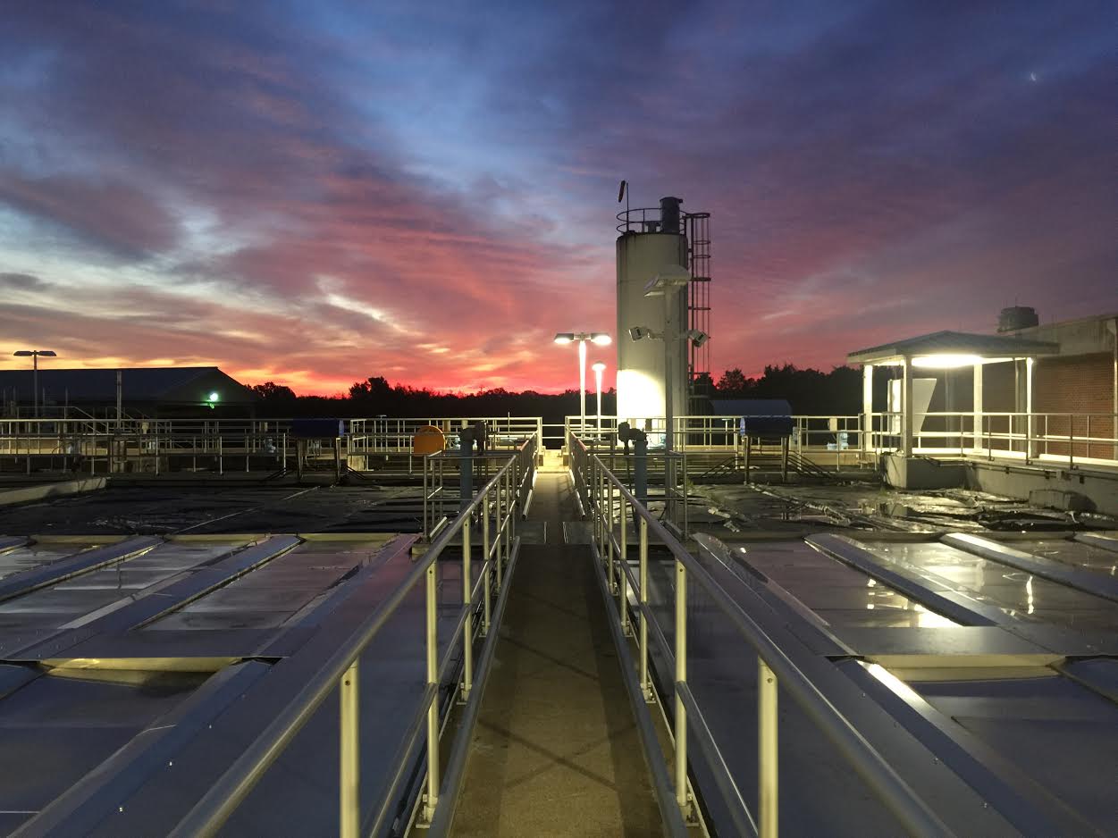 K Thomas Hutchinson Water Treatment Plant at sunset